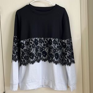 Long sleeve top with lace accents